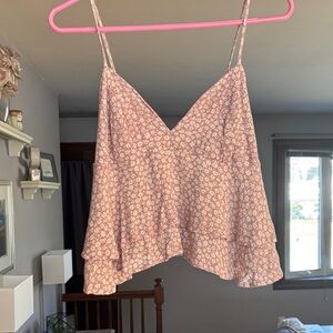 Floral Pink Spaghetti Strap Crop Top
